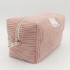 Trousse rectangulaire velours côtelé bois de rose – intérieur coton Oeko-Tex motif Paon – fait main