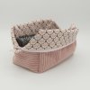 Trousse rectangulaire velours côtelé bois de rose – intérieur coton Oeko-Tex motif Paon – fait main