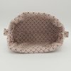 Trousse rectangulaire velours côtelé bois de rose – intérieur coton Oeko-Tex motif Paon – fait main