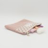 Pochette plate velours côtelé bois de rose bi-matière – coton Oeko-Tex motif Paon