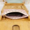 Pochette plate velours côtelé bois de rose bi-matière – coton Oeko-Tex motif Paon