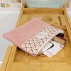 Pochette plate velours côtelé bois de rose bi-matière – coton Oeko-Tex motif Paon