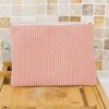 Pochette plate velours côtelé bois de rose bi-matière – coton Oeko-Tex motif Paon