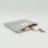 Pochette plate velours côtelé céladon bi-matière – coton Oeko-Tex motif Éventails