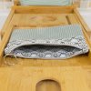 Pochette plate velours côtelé céladon bi-matière – coton Oeko-Tex motif Éventails