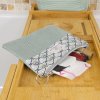 Pochette plate velours côtelé céladon bi-matière – coton Oeko-Tex motif Éventails