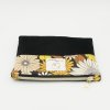 Pochette plate velours noir bi-matière – coton Oeko-Tex motif fleurs jaunes