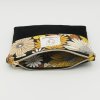 Pochette plate velours noir bi-matière – coton Oeko-Tex motif fleurs jaunes