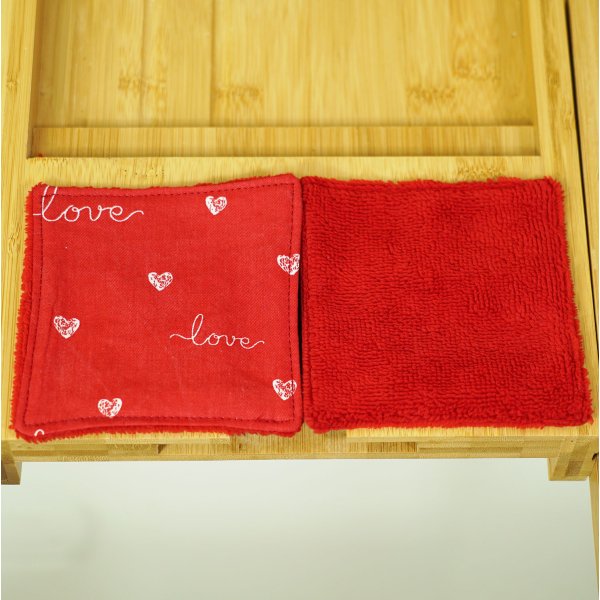 Lot de 7 lingettes démaquillantes lavables coton et éponge bambou