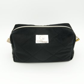 Trousse rectangulaire velours côtelé noir édition limitée – coton Oeko-Tex fleurs jaunes – fait main