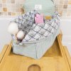 Grande trousse rectangulaire en velours côtelé céladon cousue main – Motif éventails | Les Cousettes de Bobinette