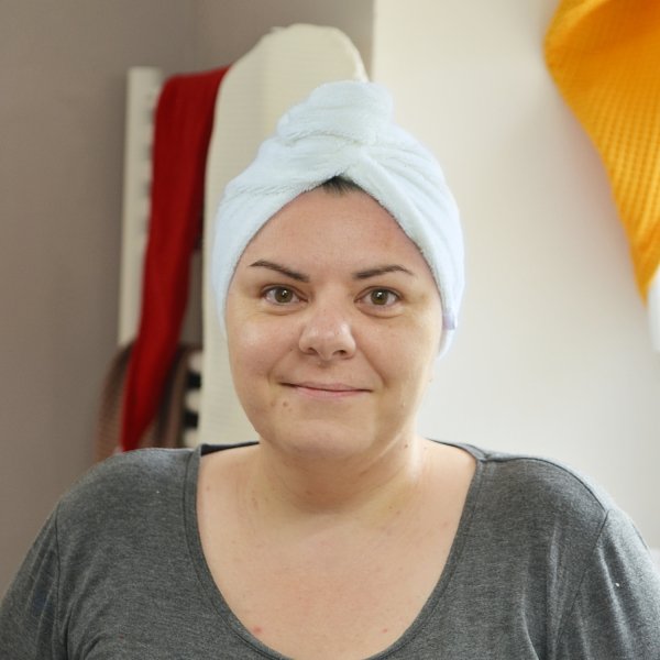 Lot de 2 serviettes cheveux micro éponge bambou Blanc Cappuccino