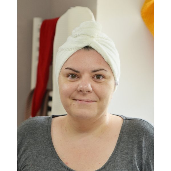 Lot de 2 serviettes cheveux micro éponge bambou Ecru Cappuccino