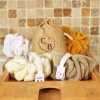 Lot de 2 fleurs de douche micro éponge bambou certifiée OEKO TEX. Écru Cappuccino