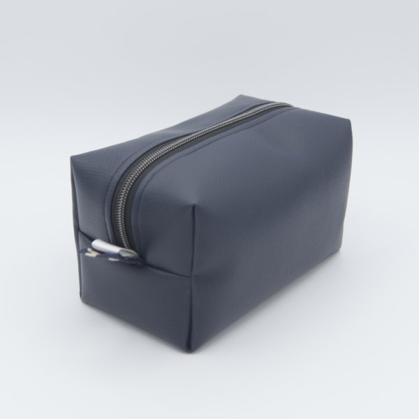 Trousse de toilette homme en simili cuir bleu marine – Série limitée – 20 x 10 x 10 cm