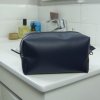 Trousse de toilette homme en simili cuir bleu marine – Série limitée – 20 x 10 x 10 cm
