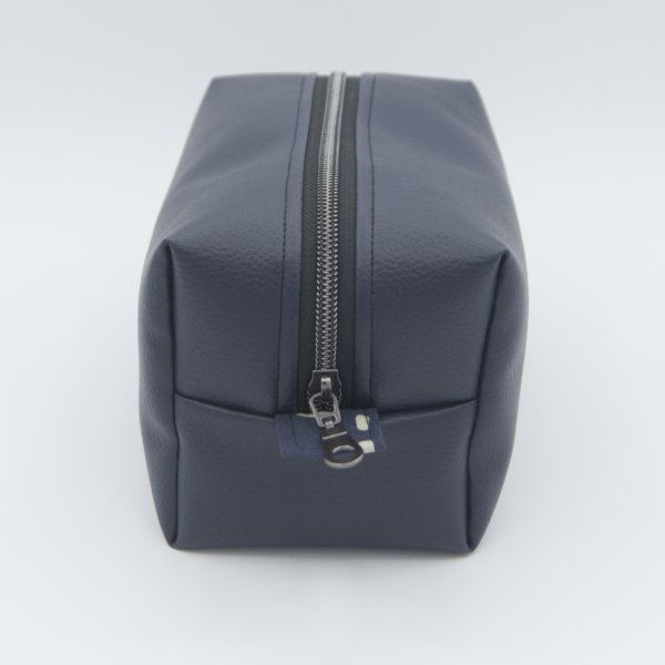 Trousse de toilette homme en simili cuir bleu marine – Série limitée – 20 x 10 x 10 cm