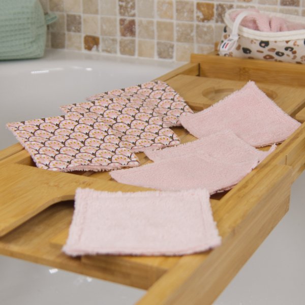 Lingettes démaquillantes lavables rose – Cotons réutilisables Made in France