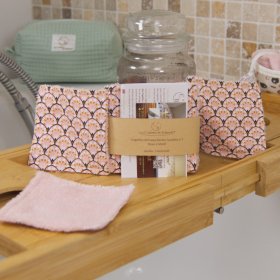 Lingettes démaquillantes lavables rose – Cotons réutilisables Made in France