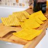 Lot de 7 lingettes démaquillantes lavables Jaune Curcuma Géométrique Coton et micro éponge Bambou OEKO-TEX