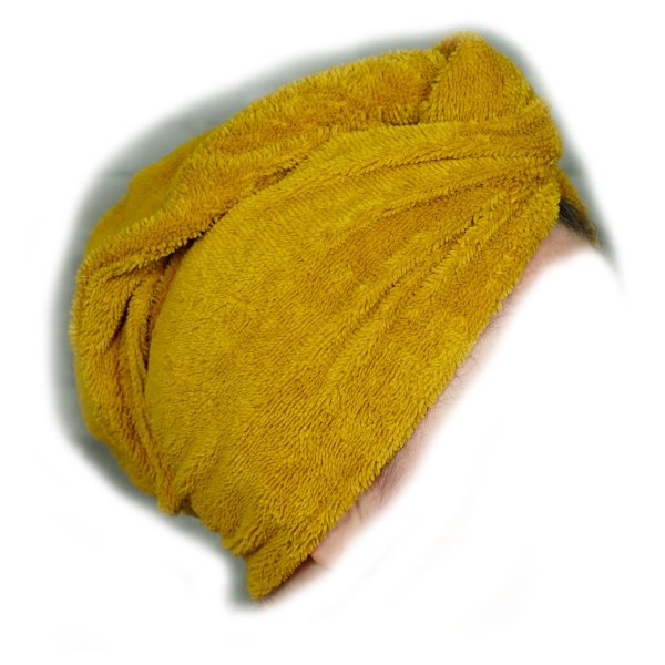 Serviette cheveux jaune curcuma