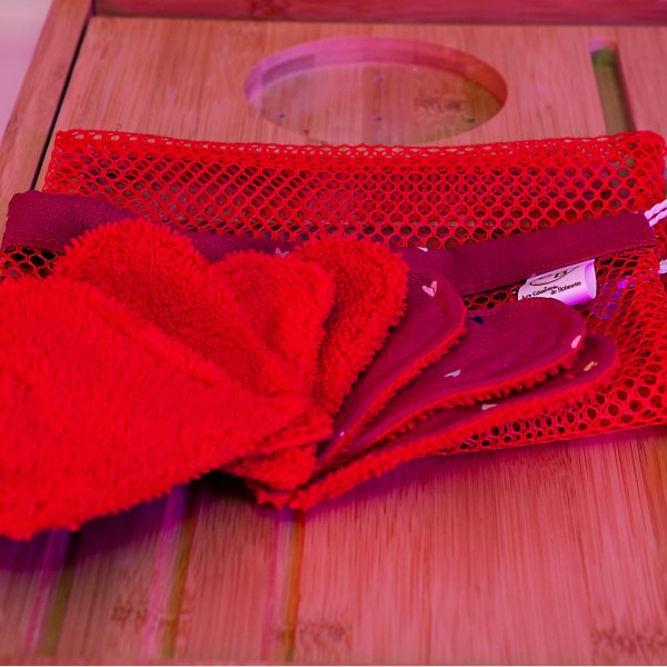 Filet de lavage + 7 lingettes coeurs