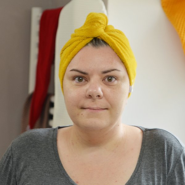 Serviette cheveux micro éponge bambou Jaune curcuma