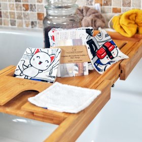Lingettes démaquillantes lavables Blanc manga en coton et micro-éponge bambou OEKO-TEX. 10cm de côté