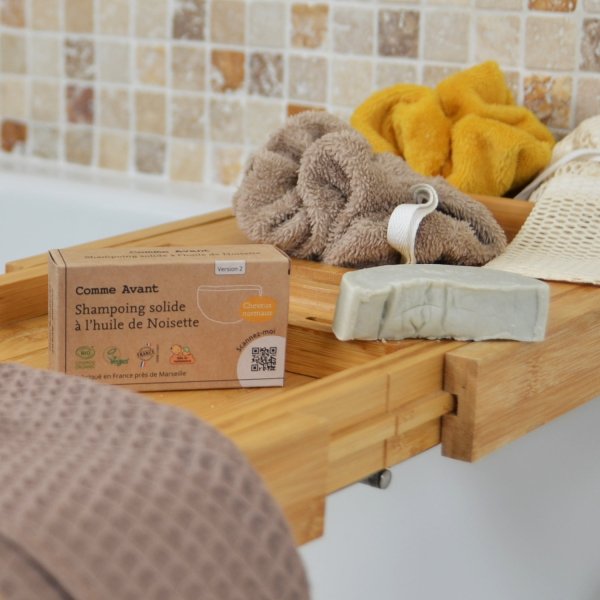 Shampoing naturel à l'huile de noisette Comme Avant chez Les cousettes de Bobinette