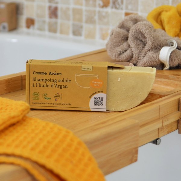 Shampoing solide à l'huile d'argan Cheveux secs - Comme Avant