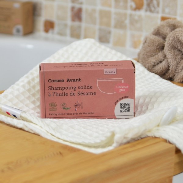 Shampoing naturel solide à l'huile de sésame Comme Avant chez Les cousettes de Bobinette