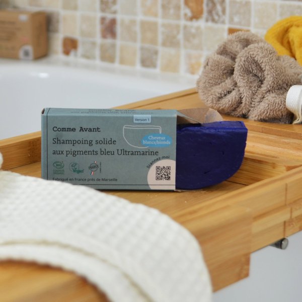 Shampoing bleu solide aux pigments bleus Ultramarine - Comme Avant