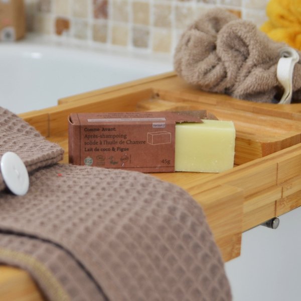 Après shampoing naturel solide à l'huile de chanvre - Lait de coco & Figue - Comme Avant