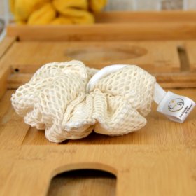 Fleur de douche exfoliante lavable en filet coton bio