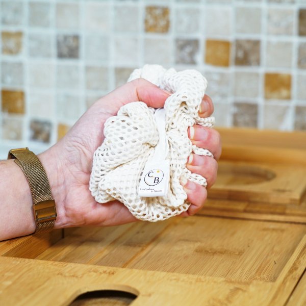 Fleur de douche exfoliante en filet coton BIO