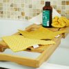 Lot de 2 serviettes visage en coton et micro-éponge bambou OEKO-TEX Jaune Curcuma Riad. +/- 21 cm de côté.