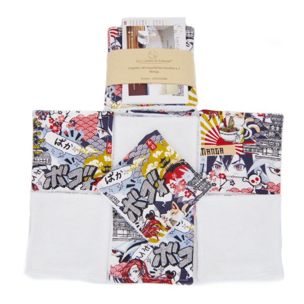 Lot de 7 lingettes démaquillantes lavables skincare en coton et éponge bambou