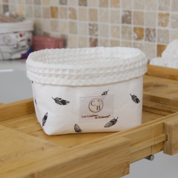 Petit panier Blanc Plumes
