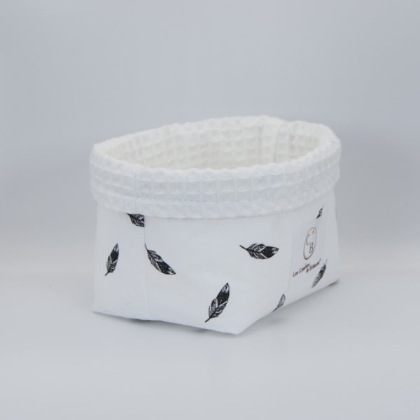 Petit panier Blanc Plumes C de B Les cousettes de Bobinette
