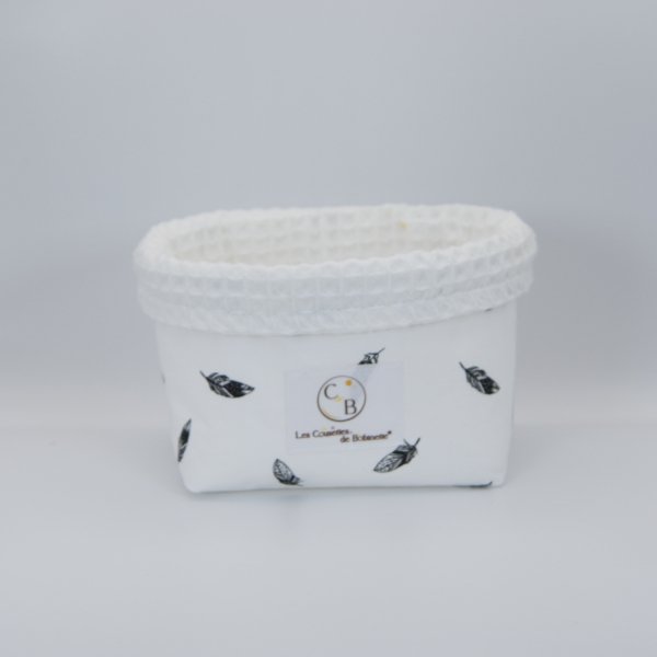 Petit panier Blanc Plumes C de B Les cousettes de Bobinette