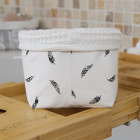 Grand panier Blanc Plumes C de B Les cousettes de Bobinette