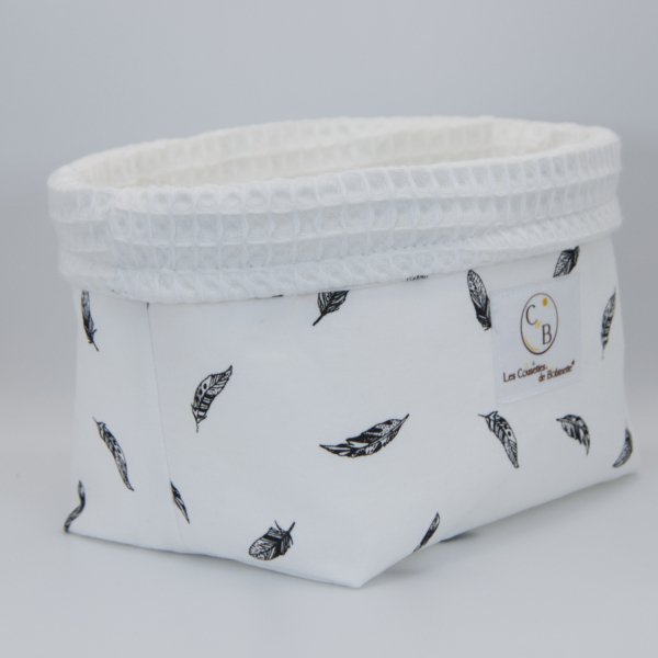 Grand panier Blanc Plumes C de B Les cousettes de Bobinette