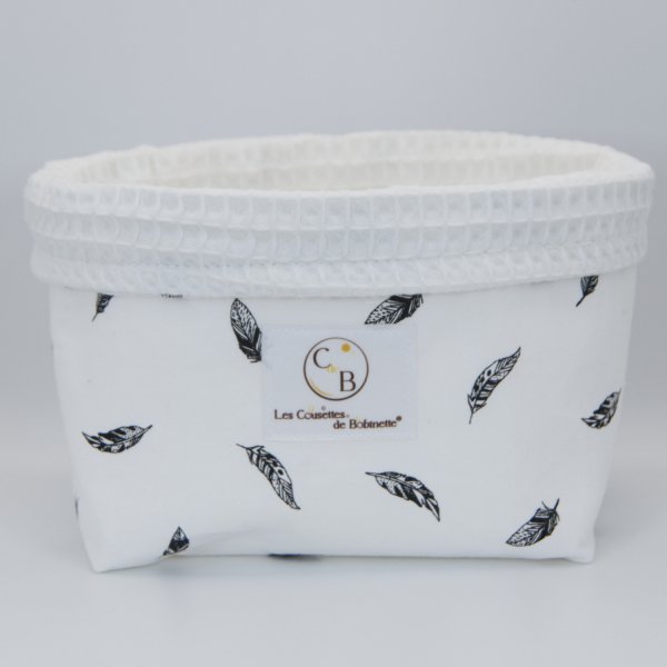 Grand panier Blanc Plumes C de B Les cousettes de Bobinette